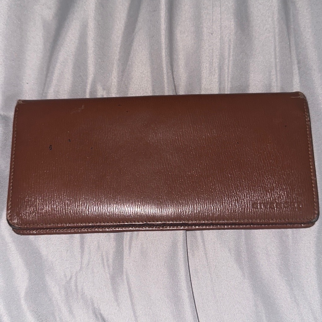 Givenchy Authentic Real Brown Leather Wallet Vintage Nice Cons 10 Card Slots